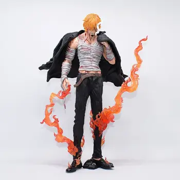 Anime One Piece Sangre Sanji Batalla Dañado Ver. Diable Jambe Flambage Inyección de PVC Figuras de Acción Coleccionables, Juguetes de modelos de la Muñeca de Regalos