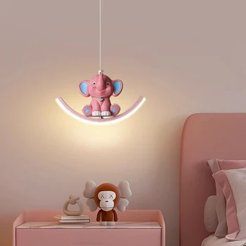 Lindo Animal Lámparas LED de los Niños de la Sala de las Lámparas de noche Moderna Caliente Vivero de la Habitación de Bebé Niña Niño Dormitorio Decoración de la lámpara de Araña