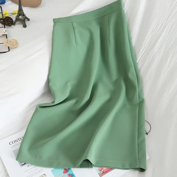 Sólido Y2k Faldas para las Mujeres de Talle Alto coreano de la Moda de Dividir Slim Midi Faldas de Verano 2023 Oficina de Damas Casual Falda