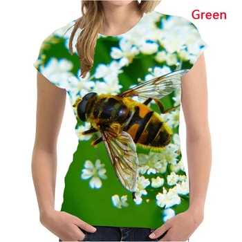 BIANYILONG de verano de la marca T-shirt nuevo fresco de las mujeres de la moda de impresión en 3d de abeja de manga corta cómoda parte superior de deportes