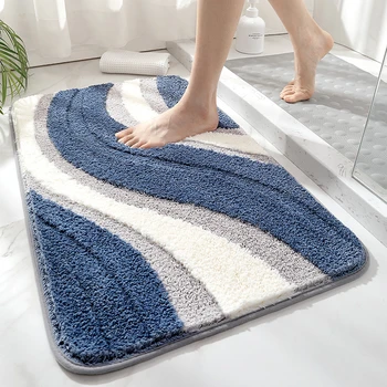 Simple Espesar Gran Capacidad Absorbente de Agua alfombra de Baño de Flocado de secado Rápido antideslizante Alfombra de Baño Suave Bañera Lado de Alfombras Tapetes