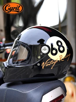 La moda Cirilo Futuro Guerrero de Fibra de vidrio Material Retro Vintage Clásico de los Cascos de Cara Completa de la Motocicleta de las Mujeres de los Hombres de los Cascos para motos Harley