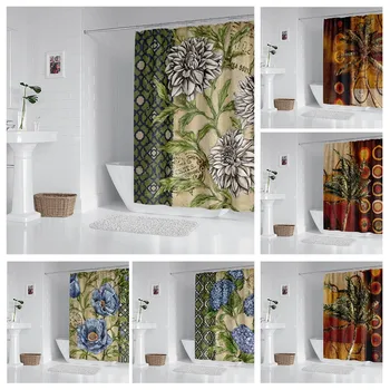 Hogar de tela impermeable de los hogares de la cortina de ducha accesorios de la cortina de ducha 240 * 200 casa de estilo Hawaiano cortina de ducha