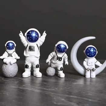 Resina Astronauta de la Figura de la Estatua, Estatuilla Spaceman Escultura Juguete Educativo de Escritorio de la Decoración del Hogar Astronauta Modelo para los Niños Regalo
