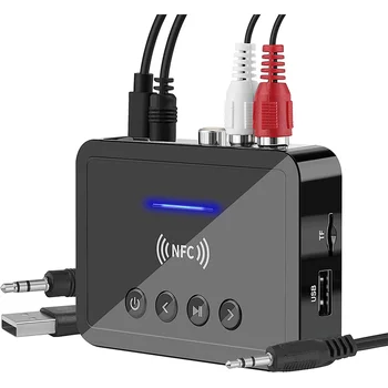 Bluetooth 5.0 Transmisor-Receptor de FM Estéreo AUX Jack de 3,5 Mm a RCA Inalámbrica NFC Bluetooth Adaptador de Audio Para TV de la PC de Auriculares