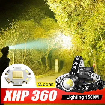 XHP360 de Alta Potencia LED de los Faros de Alto Brillo de la USB Recargable Zoom IPX4 Impermeable linterna de Camping al aire libre de la Cabeza de la Linterna