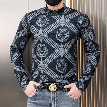 Invierno Nuevos Hombres Sudadera Suéter Caliente camiseta interior Simulacros de Cuello de Lana Ropa interior T-shirt para los Hombres