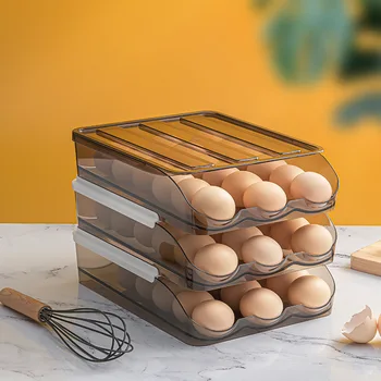 Automático del huevo cuadro de multi-capa de Rack Titular para Nevera fresco de mantenimiento de la caja de huevos de la Cesta de los contenedores de almacenamiento de la cocina organizadores