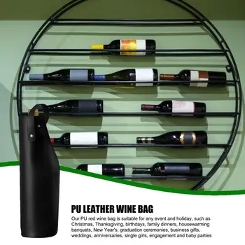 Cuero de la PU Sola Botella de Vino Bolsa Con Asas Reutilizable Vino de la Bolsa del Transportista Tote Portátil Bolsa de Vino Para los Amantes del Vino de Regalo