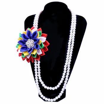 Personalizado Personalizado de la Moda Desgaste del Partido de la Declaración de la Perla de la Cadena de la Cinta Ramillete de Flores OES Collares