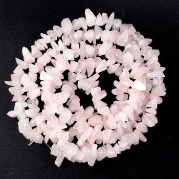 Joya Natural Irregular Rosa Quartzs Chip de Cuentas de Piedra Para la Fabricación de Joyas 3-5-8-12mm de forma Libre de Perlas de Bricolaje Pulsera de los Accesorios de 16