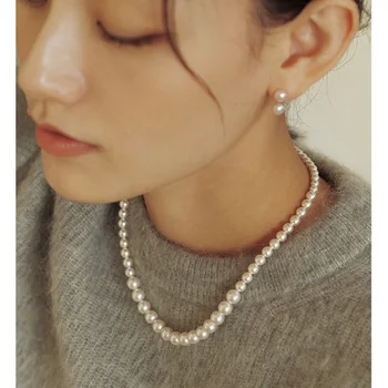 Corea Collares Gradual del Tamaño de Imitación Collar de Perlas de la Moda Collar de Cadena de lujo de la joyería de calidad