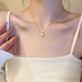 2023 Moda Shell Colgante de Corazón Collares para las Mujeres de la Moda de Chicas Encantadoras' Metal del Color del Oro de la Cadena Collar de la Joyería de los Accesorios