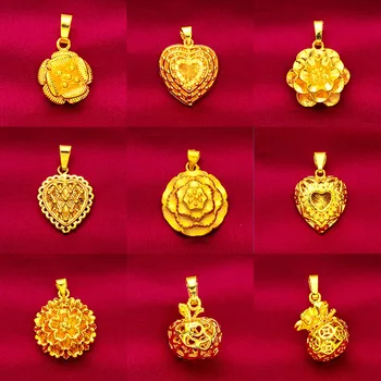 2023 Nuevo Falso 24K de Oro Collar de 45 cm Galvanizado Amor Colgante de Melocotón Corazón de la Flor de Apple Señora Mujer de san Valentín de Regalo