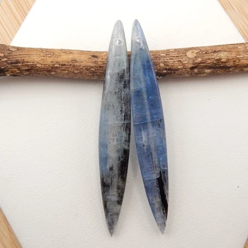 La Piedra Natural hecho a Mano de la Joyería Azul Cianita Aretes de Perlas de la Moda DIY Pendiente Semiprecious55x7x3mm 7.9 g