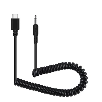 La primavera Cable en Espiral de Vivir Micrófono Adaptador de Audio de 3,5 mm TRRS Macho a Tipo-C/USB-C Masculino para Smartphones DJI OSMO Bolsillo