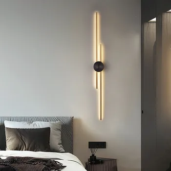3CCT de Lujo Minimalista LED Luz de Pared de Cobre Creativa Largo Pasillo de Luz Lineal Para la Sala de estar de TV de Fondo de la Mesilla de Dormitorio