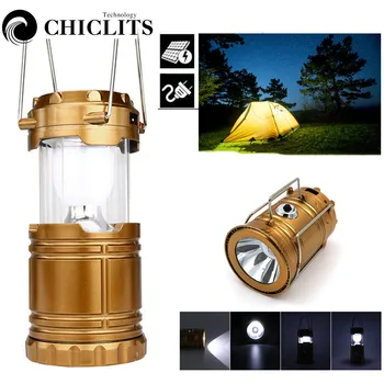 CHICLITS Solar Luz de Camping de Carga USB Portátil Recargable de Linternas Linterna de Camping al aire libre Tienda de campaña de la Linterna de Luz de 8 horas