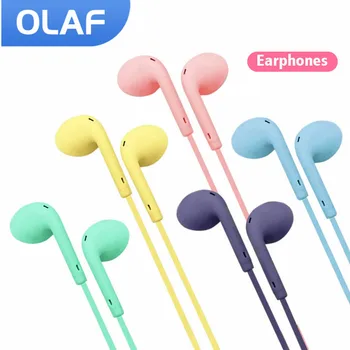 Olaf Portátil Deporte 8 Colores de los Auriculares con Cable Super Bass Con Micrófono de 3,5 mm En la Oreja con Cable Manos Libres Para teléfonos inteligentes
