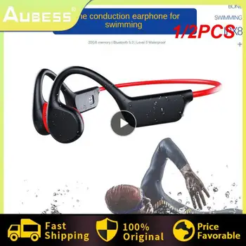 1/2PCS de Conducción Ósea Auriculares Inalámbricos IPX8 Impermeable Reproductor de MP3 de alta fidelidad del Oído-gancho para Auriculares Con Micrófono de los Auriculares Para