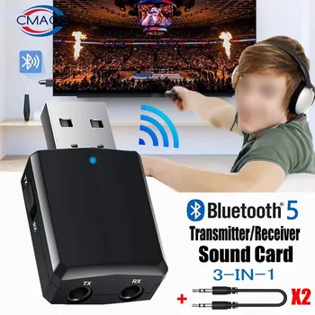 Transmisor de Audio inalámbrico Receptor 3 En 1 Adaptador Con Cable de 3,5 mm Para Carro de TV Auricular Altavoz Aux Bluetooth es Compatible con 5.0
