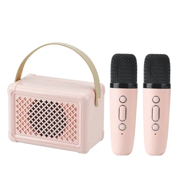 Doble Micrófono, Máquina de Karaoke para Adultos y Niños Bluetooth Portátil con Sistema de Altavoces PA con 2 Micrófonos Inalámbricos para el Hogar
