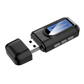 Bluetooth 5.0 Transmisor y el Receptor, 2 en 1 Adaptador Inalámbrico con Pantalla LCD de 3.5 mm AUX Estéreo USB para PC TV Coche Auriculares