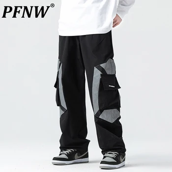 PFNW Otoño Nuevos Hombres de la Moda de Cordón Pantalones Casual de Color en Contraste Holgados Techwear al aire libre de Paracaidistas Deportivos de 12Z1804