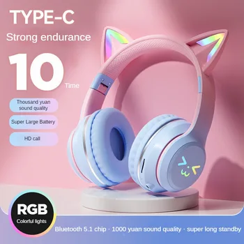 Gradiente De Cat Ear Bluetooth Auriculares Inalámbricos De Diadema Música Esports Deportes Bluetooth Auriculares Plegables Reducción Activa Del Ruido