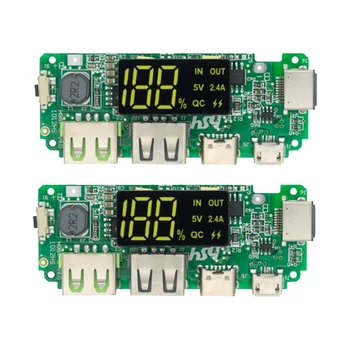 2PCS LED Dual USB 5V 2.4 a /Tipo-C USB Móvil del Banco del Poder de 18650 Módulo de Carga de Litio Cargador de Batería de la Placa de Circuito