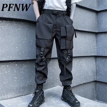 PFNW Otoño Nuevos Hombres Funcional Paracaidista Casual Pantalones de Carga Darkwear Jóvenes Versátil Techwear de Moda Harlan Pantalones 12Z1963