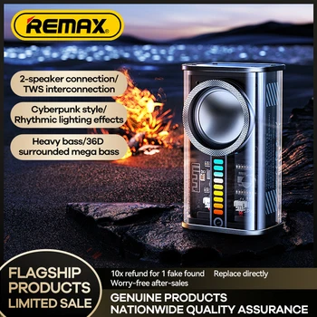 Remax Transparente Cyberpunk Mecha TWS Inalámbrico Bluetooth Altavoz de Sonido de la Luz del Ritmo Subwoofer Integrado en la Reducción de Ruido de Micrófono