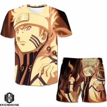Los niños 3D Camiseta Trajes de los Niños de los Deportes de Naruto Sudadera Tops+Pantalones de 2 Piezas Traje Nuevo de Chándal de Niña Ropa Casual Conjuntos