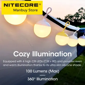 2023 Nitecore Burbuja Linterna de Camping Leer Mesa de Luz de la Noche 100 Lms Portátil LED DIY Desmontable cortina de Lámpara de Emergencia Tienda de Lámparas