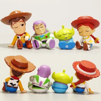 4pcs/Set de Disney Toy Story Figuras de Acción de Woody, Buzz Lightyear, Jessie dibujos animados Modelo Toy Escritorio Decoración Ornamento Muñeca de los Niños de Regalo
