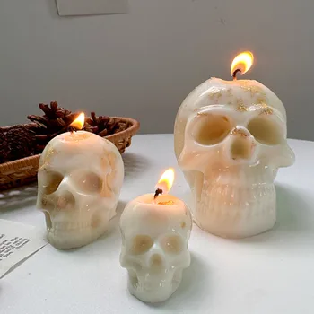 Halloween Ornamento de Silicona de la Vela del Molde DIY hechos a Mano Cráneo de Velas con aroma de Jabón de Yeso Resina Moldes de Fundición de Decoración Artesanal de Regalo