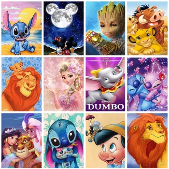 Diamante de la Pintura de Personajes de Disney Princess 5D BRICOLAJE Bordado de Diamantes de Arte de dibujos animados Retrato del Mosaico de la Afición de la Ronda de Perforación de Decoración para el Hogar