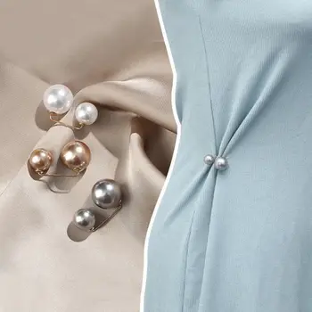 Doble de Perlas Broche de Pasadores Anti-fade Exquisita Elegantes Broches para las Mujeres Suéter Cardigan Clip de la Capa Vestido de Verano de la Joyería