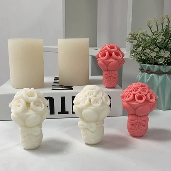 Chzimade Molde de Silicona para Velas Ramo de Rosas hechas a Mano de BRICOLAJE Aromaterapia Yeso Resina Jabón 3D Artesanías Hogar Fabricación de la Vela