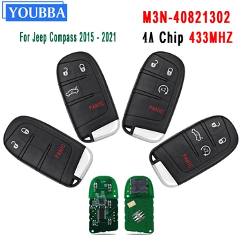YOUBBA Smart Remote Clave 433mhz 4A Chip Sin llave Para Jeep Renegade Brújula SIP22 Hoja M3N-40821302 2015 2016 2017 2018 2019 2021