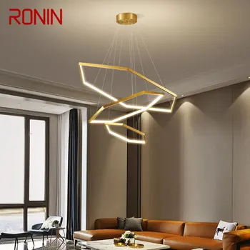 RONIN Contemporáneo de Latón Lámpara Colgante LED de 3 Colores Anillo Colgante de Luz de Diseño Creativo, Decoración Para el Hogar Sala de estar / Comedor