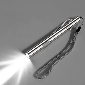 Mini Portátil de Médicos Práctico LED Pluma de Luz de la Linterna Recargable USB Dentista Enfermera linterna con Clip de Acero Inoxidable