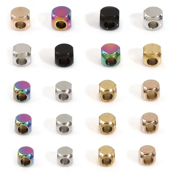 10pcs 304 de Acero Inoxidable de Perlas Multicolor 3D en Forma de Cuadrado Cubo Espaciador Perlas Para la Joyería DIY Collar de las Pulseras de Resultados