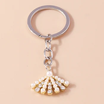 Precioso Cristal Shell Llavero Encantos de la Perla llaveros Souvenirs Regalos para las Niñas Mujeres del Bolso de los Colgantes de la Joyería de BRICOLAJE Accesorios