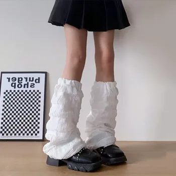 Las mujeres Calentadores de la Pierna de Y2K Estética Punk Grunge Kawaii Medias de Color Sólido de la altura de la Rodilla Calcetines Largos de Harajuku Streetwear
