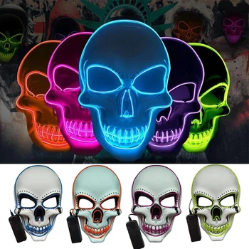 Luminoso Máscara de 3 Modos de Esqueleto Máscara de Cabeza de Batería de la Etapa de Rendimiento Puntales Fiesta de Disfraces que Brillan En La Oscuridad para el Niño Adulto
