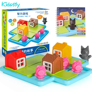 Kidstoy Tres cerditos Smart Hide&seek Juegos de mesa Con la Solución de la creación de Habilidades de Rompecabezas de la Lógica de Juego IQ Formación Muchachos de Juguete de Regalo